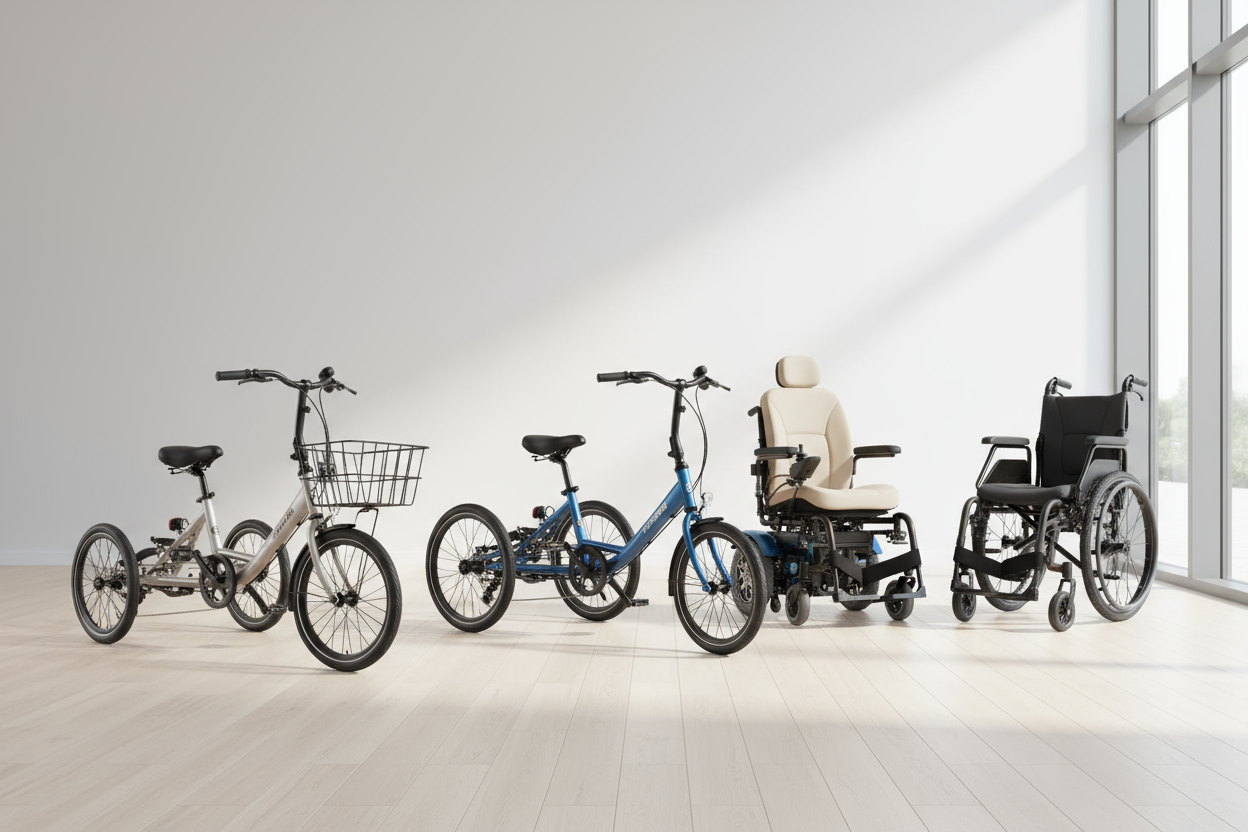 Driewielers en rolstoelen